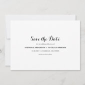 Witte Eet, Drink en Trouw Calligrafie Foto Save The Date (Achterkant)