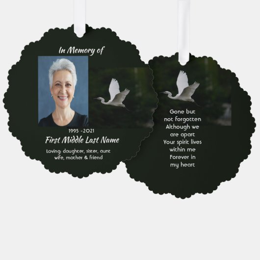 Witte Egretsvogel-herinneringssouvenir Ornament Kaart (Voorkant / Achterkant)