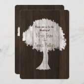 Witte eiken boom & hout rustieke bruiloft uitnodig kaart (Voorkant / Achterkant)