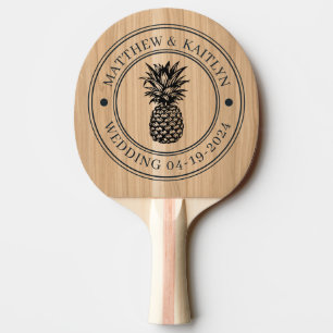 Witte Eiken Houten Ananas Trouw Crest & Namen Tafeltennisbatje