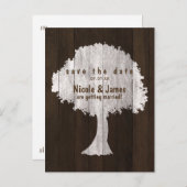 Witte Eikenboom Hout Rustieke Save The Date Postka Aankondigingskaart (Voorkant / Achterkant)