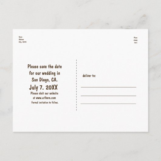 Witte Eikenboom Hout Rustieke Save The Date Postka Aankondigingskaart (Achterkant)