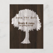 Witte Eikenboom Hout Rustieke Save The Date Postka Aankondigingskaart (Voorkant)