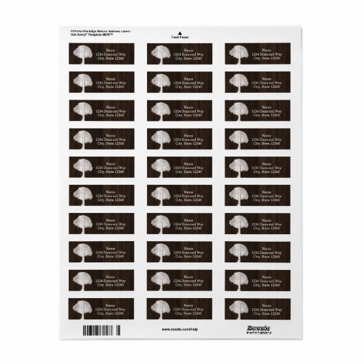 Witte eikenboom & houten rustieke Adresetiketten Etiket (Full Sheet)