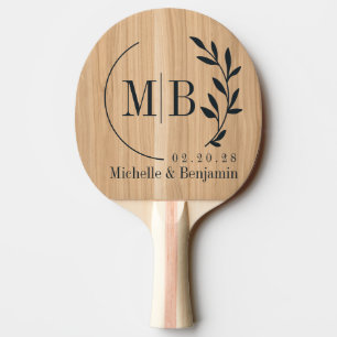Witte Eikenhouten Blad Trouw Monogram Tafeltennisbatje