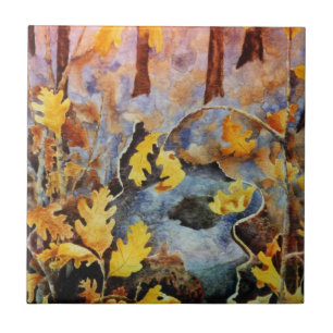 Witte eikenstoot in de herfst met spuitkiemen tegeltje