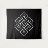 Witte Eindeloze Knoop Symbool op Zwart Wandkleed (Voorkant (horizontaal))