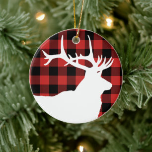 Witte Eland Rood Zwart Houthakkersruit Keramisch Ornament