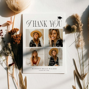 Witte Elegance Afstuderen dank u fotocollage Bedankkaart