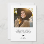 Witte Elegance Afstuderen dank u fotocollage Bedankkaart (Achterkant)