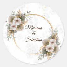 Witte Elegant Floral Rustic Stickers & Labels