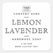 Witte elegante aangepaste logo vierkante productet vierkante sticker (Voorkant)