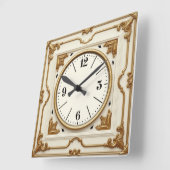 Witte elegante art deco vierkante klok (Hoek)