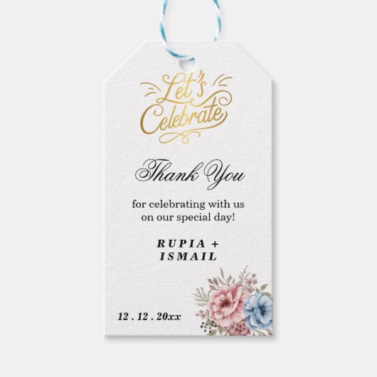 Witte Elegante Bedankje Favor Geschenk Cadeaulabel (Voorkant)
