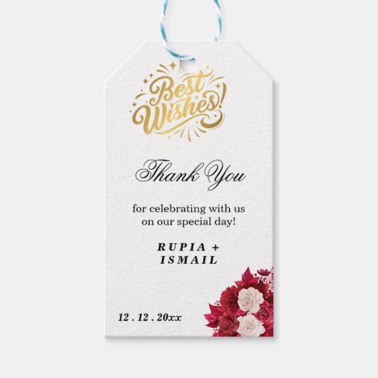 Witte Elegante Bedankje Favor Geschenk Cadeaulabel (Voorkant)