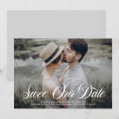 Witte Elegante Bloei Schrift Foto Save The Date (Voorkant / Achterkant)