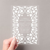 Witte Elegante  Bloemen Lijst Wedding Acryl Uitnodigingen (Insitu (Draagbaar))