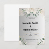 Witte Elegante Bloemige Trouw Uitnodiging (Voorkant / Achterkant)