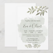 Witte Elegante Botanische Minimalistische Bruiloft Kaart (Voorkant / Achterkant)