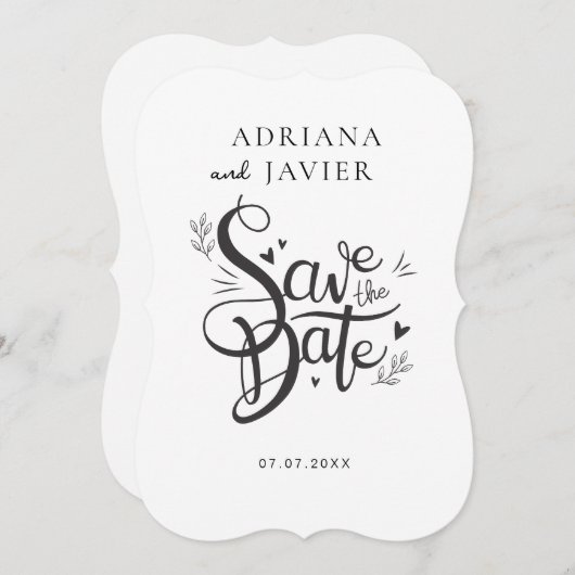 Witte elegante bruiloft uitnodigen minimalist feestdagenkaart (Voorkant / Achterkant)