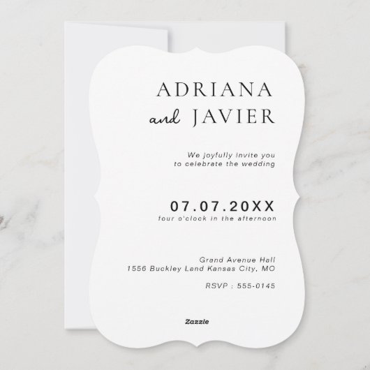 Witte elegante bruiloft uitnodigen minimalist feestdagenkaart (Achterkant)