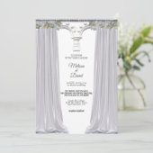 Witte Elegante Floral Griekse boog bruiloft Kaart (Staand voorkant)