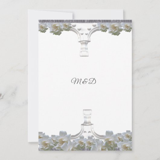 Witte Elegante Floral Griekse boog bruiloft Kaart (Achterkant)