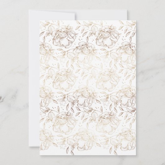 Witte Elegante Gouden Botanische Huwelijk Kaart (Achterkant)