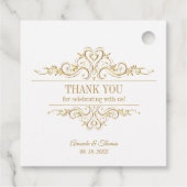 Witte elegante gouden lijst bruiloft bedankjes labels (Achterkant)