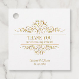 Witte elegante gouden lijst bruiloft bedankjes labels