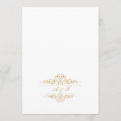 Witte elegante gouden lijst bruiloft menu (Achterkant)