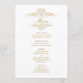 Witte elegante gouden lijst bruiloft menu (Voorkant)