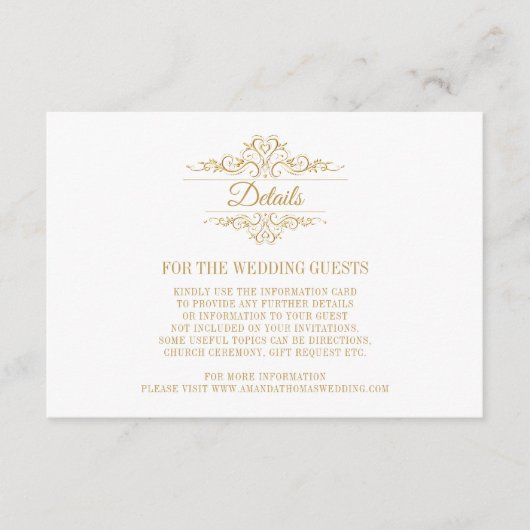 Witte Elegante Gouden Lijst Trouwruimte Kaart (Voorkant)