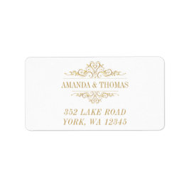 Witte Elegante Gouden Lijsten Adresetiketten Etiket