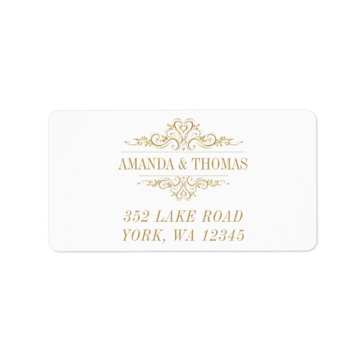 Witte Elegante Gouden Lijsten Adresetiketten Etiket (Voorkant)