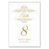 Witte elegante gouden lijsten trouwtafel kaart (Voorkant)