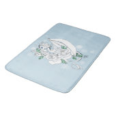 Witte Elegante Ijsdraak Blauwe Rozen Fantasie Badmat (Gekanteld)