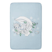 Witte Elegante Ijsdraak Blauwe Rozen Fantasie Badmat (Voorkant Verticaal)