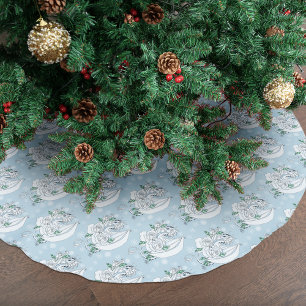 Witte Elegante Ijsdraak Blauwe Rozen Fantasie Kerstboom Rok