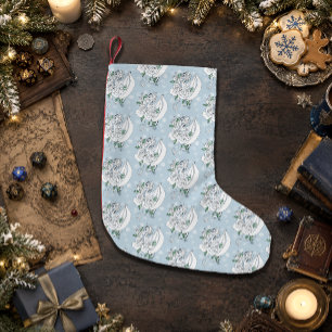 Witte Elegante Ijsdraak Blauwe Rozen Fantasie Kleine Kerstsok