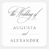 Witte Elegante Kalligrafie Bruiloft Sticker (Voorkant)
