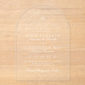 Witte Elegante Kalligrafie Formele Trouwboog Acryl Uitnodigingen (Voorkant)