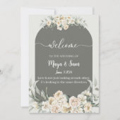 Witte elegante klassieke foto bruiloft kaart (Voorkant)