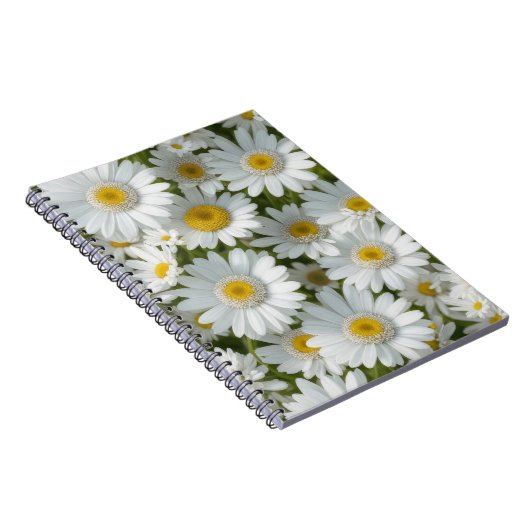 Witte elegante madeliefjes notitieboek (Rechterzijde)