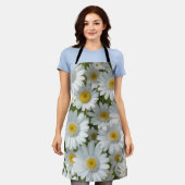 Witte elegante madeliefjes schort (Gedragen)