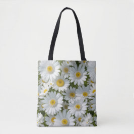 Witte elegante madeliefjes tote bag