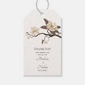 Witte Elegante Magnolia bruiloft Dank u Cadeaulabel (Voorkant)