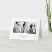 Witte Elegante Minimale Drievoudige Foto Bruiloft Bedankkaart (Voorkant)