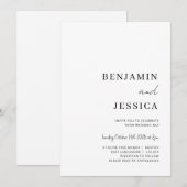 Witte elegante minimalistische bruiloft kaart (Voorkant / Achterkant)