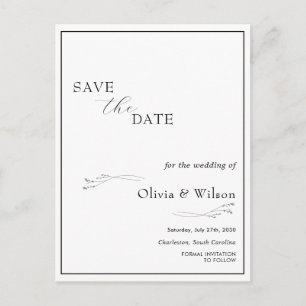 Witte Elegante Minimalistische Trouwkaart 'Save th Briefkaart